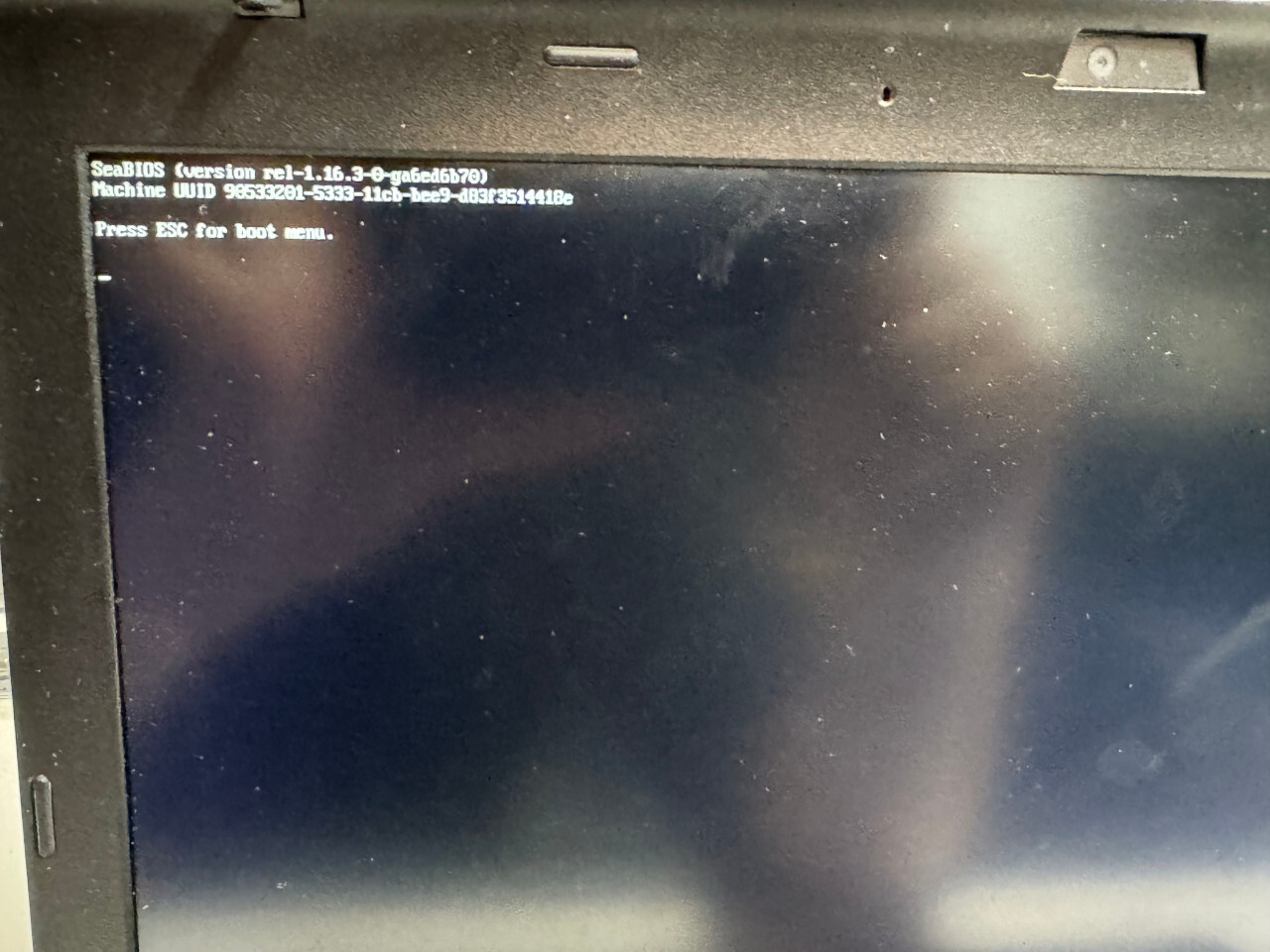 SeaBIOS boot screen on the T430 showing Coreboot firmware replacement